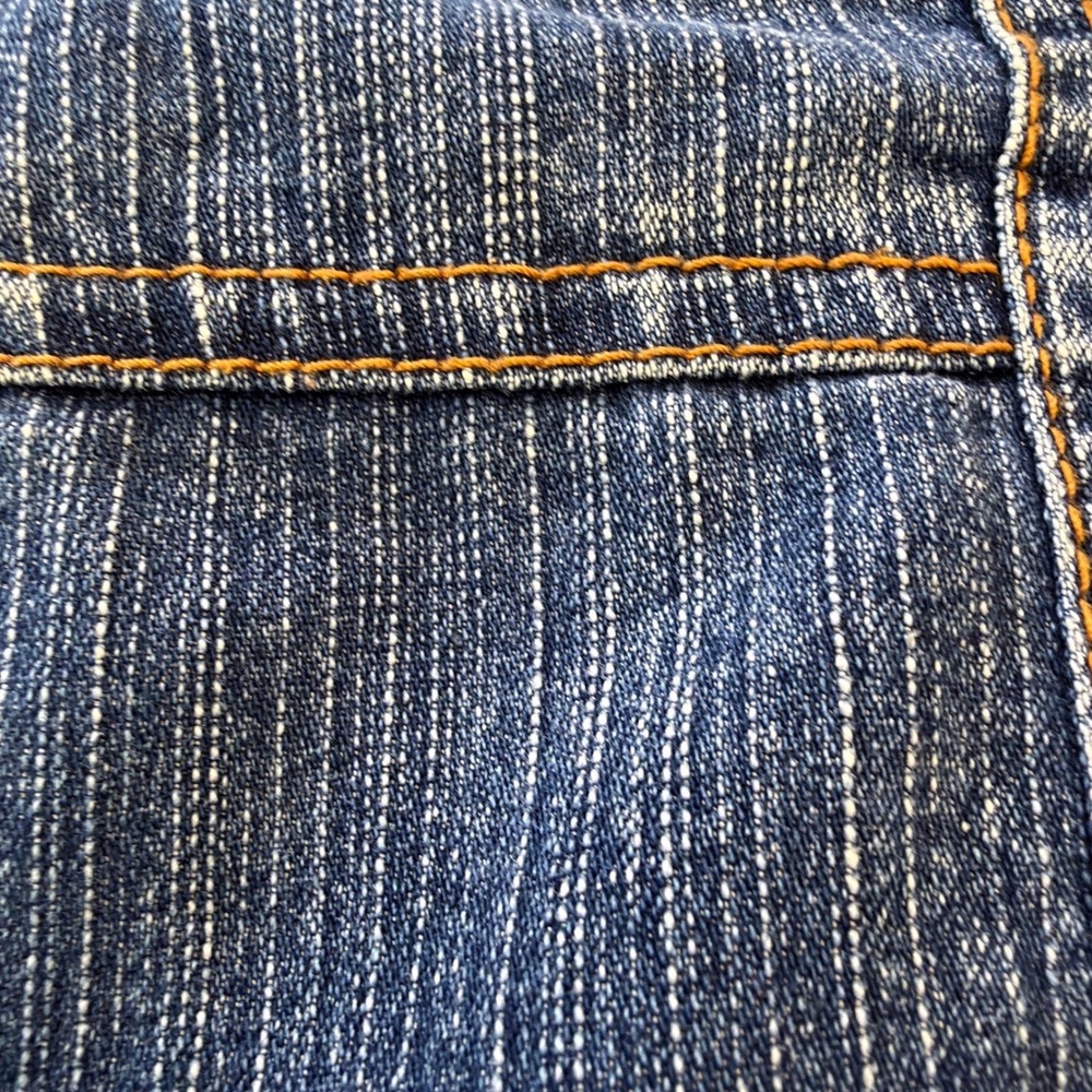 Shufa Blue Denim Striped Corduroy Studded Hooded Short Sleeve Jacket Size 42 - Picture 13 of 16